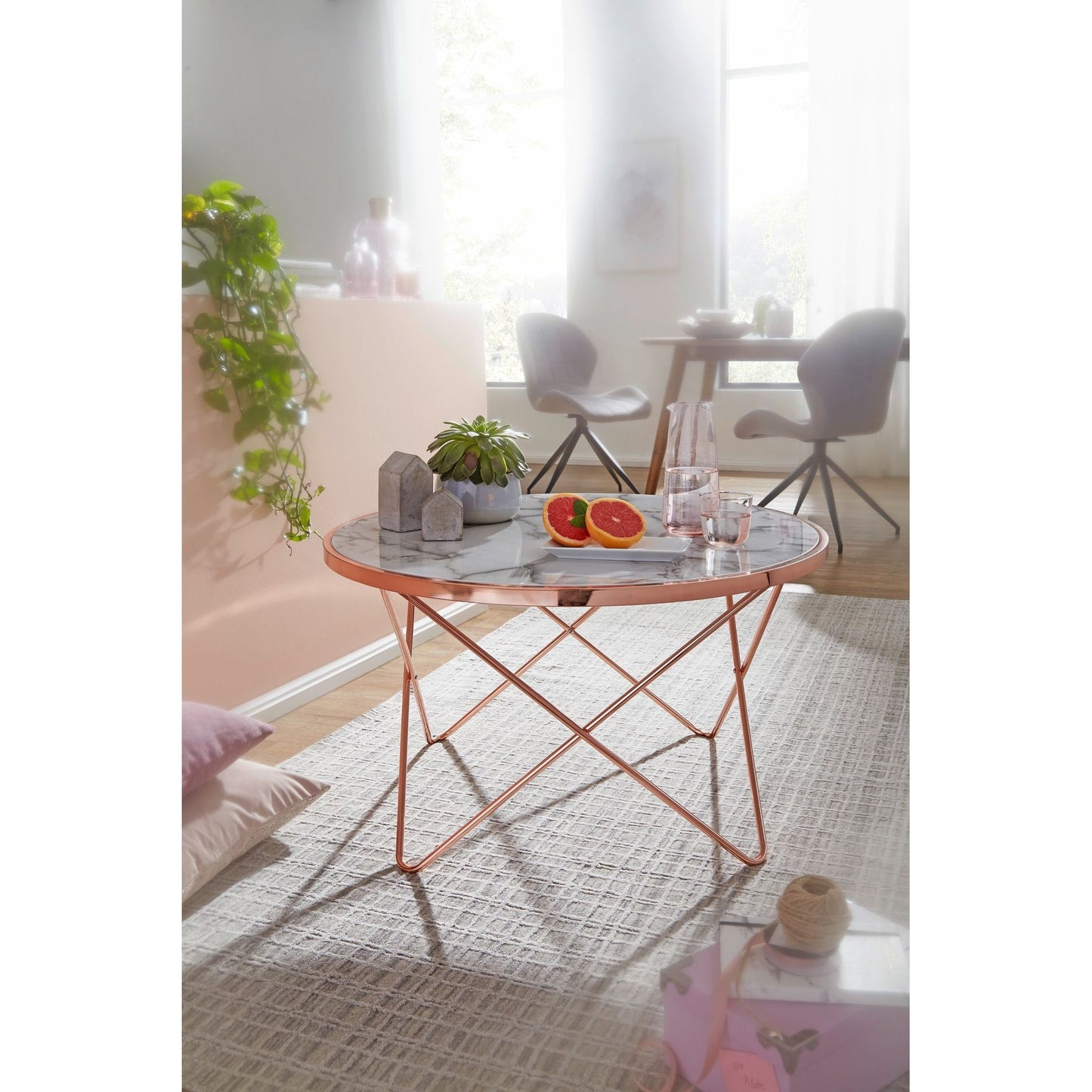 Nancy's Canton Salontafel - Bijzettafel - Design - Marmerlook -goud- Rond - Ø 85cm