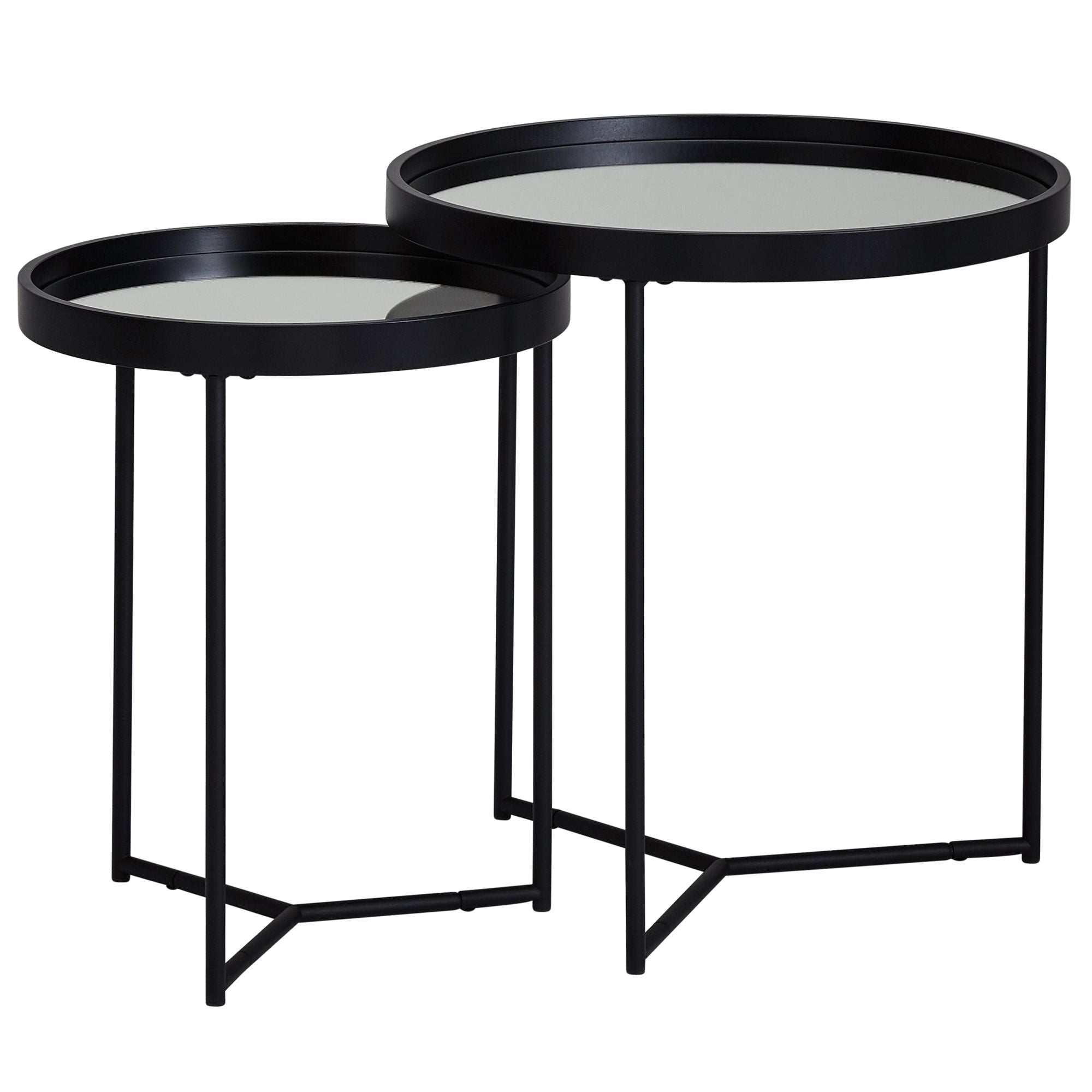 Nancy's Alcochete Coffee Table Set - Side Table Set - Coffee Table - Black - Glass / Wood / Steel