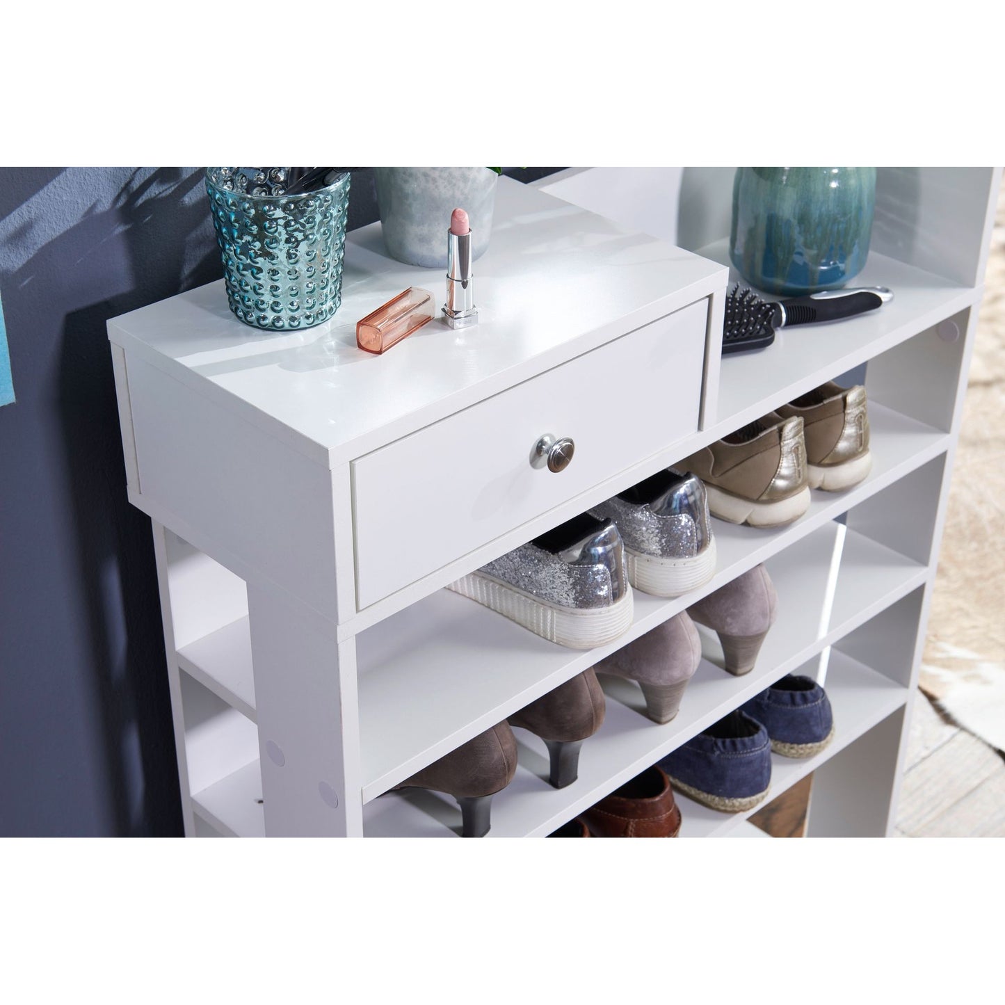 Nancy's Breganze Schoenekast - Schoenenrek - Wit - ± 75 x 25 x 90 cm