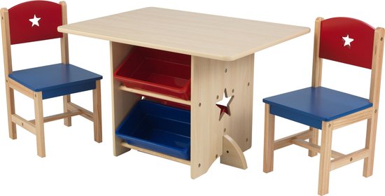 Nancy's KidKraft Star Tafel - Kinderbureau - Speeltafel voor Kinderen - Kindertafel - Blauw / Rood - Hout