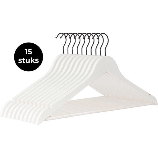 Eleganca Luxe kledinghangers 15 stuks Wit