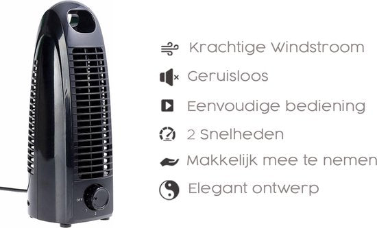 Nancy's Opus2 Tafelventilator - Ventilator - 2 standen - Zwart