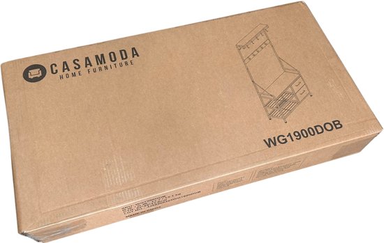Casamoda Wandgarderobe - Garderoberek - Kapstok met Schoenenrek - Metaal / Hout - Walnoot - 80 x 40 x 180 cm