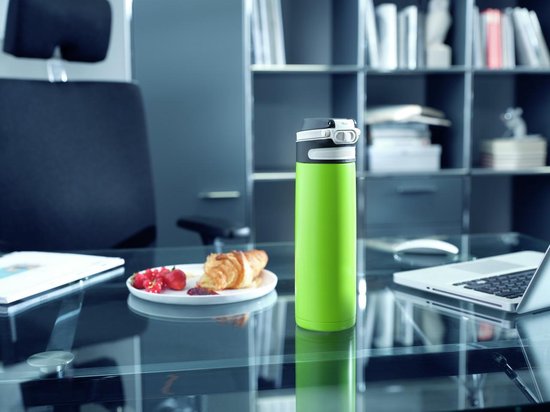 Leifheit thermosbeker Flip - Isoleerbeker - Lekvrij - Groen - RVS - 600 ML