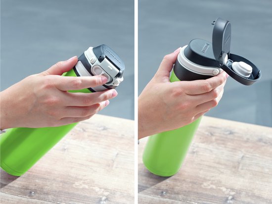 Leifheit thermosbeker Flip - Isoleerbeker - Lekvrij - Groen - RVS - 600 ML