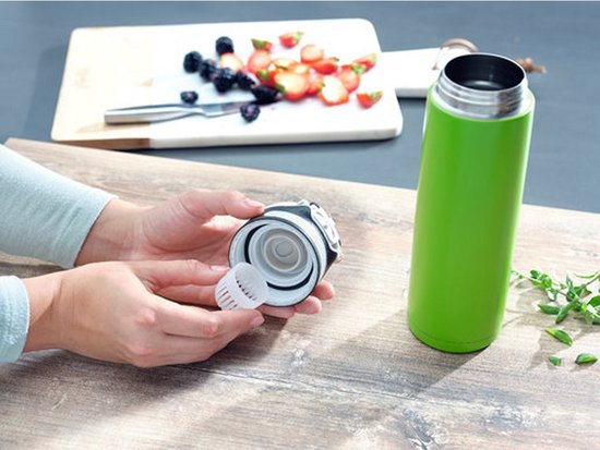 Leifheit thermosbeker Flip - Isoleerbeker - Lekvrij - Groen - RVS - 600 ML