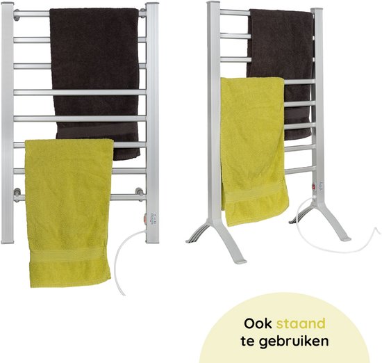 Eleganca Elektrisch Droogrek - Verwarmd Droogrek - Hangend of Staand - 220-240V - 150W - Zilver