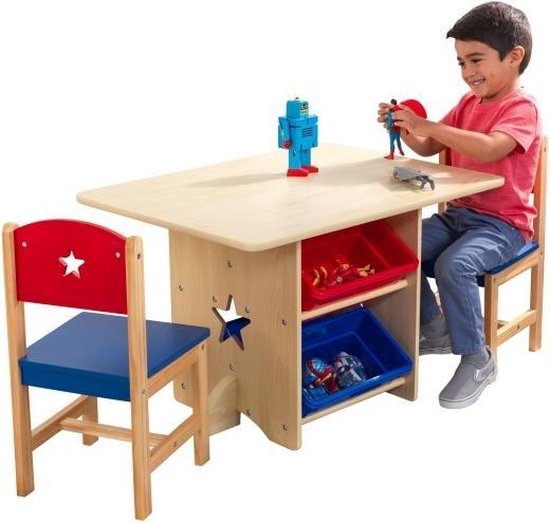 Nancy's KidKraft Star Tafel - Kinderbureau - Speeltafel voor Kinderen - Kindertafel - Blauw / Rood - Hout