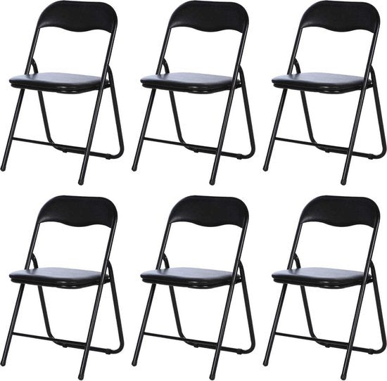Eastwall Klapstoelen Premium - Set van 6 Stoelen - Vouwstoel - Zwart