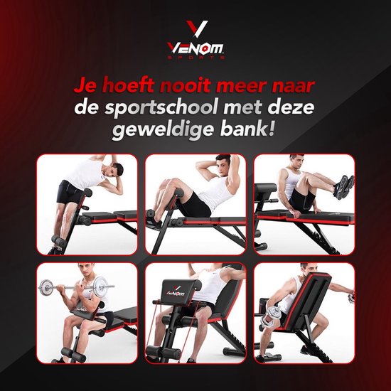 Venom Sports 4 in 1 multifunctionele trainingsbank zwart