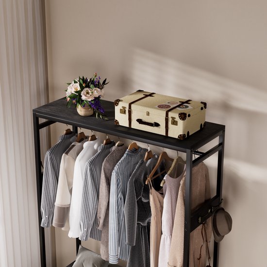 Casamoda Kledingkast - Wandgarderobe - Opbergkast - Kleerkast - Kapstok - Zwart - 100 x 40 x 180 cm