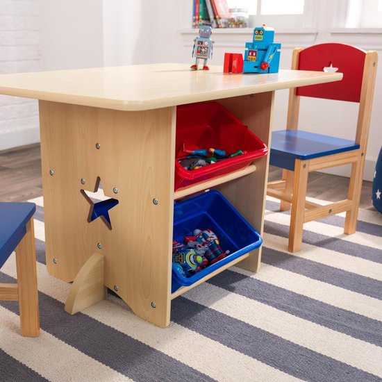 Nancy's KidKraft Star Tafel - Kinderbureau - Speeltafel voor Kinderen - Kindertafel - Blauw / Rood - Hout
