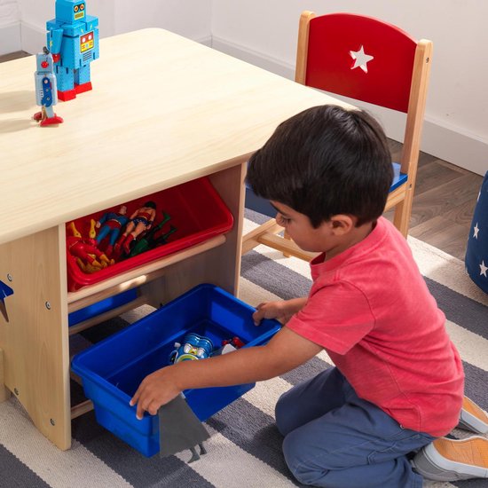 Nancy's KidKraft Star Tafel - Kinderbureau - Speeltafel voor Kinderen - Kindertafel - Blauw / Rood - Hout
