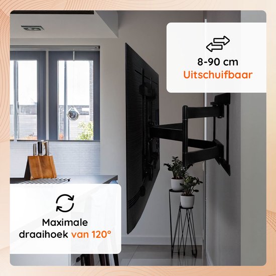Nancy's Eleganca Universele TV beugel – TV Wall mount - TV muurbeugel geschikt voor 70-120 Inch TV’s - – +/- 8° kantelbaar - Zwart - Staal