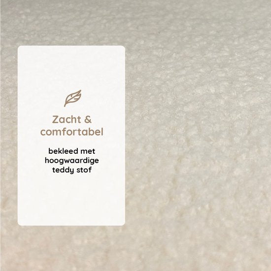 Casamoda Teddy Poef - Krukje - Rond - Off White - Ø 42 x 43 cm