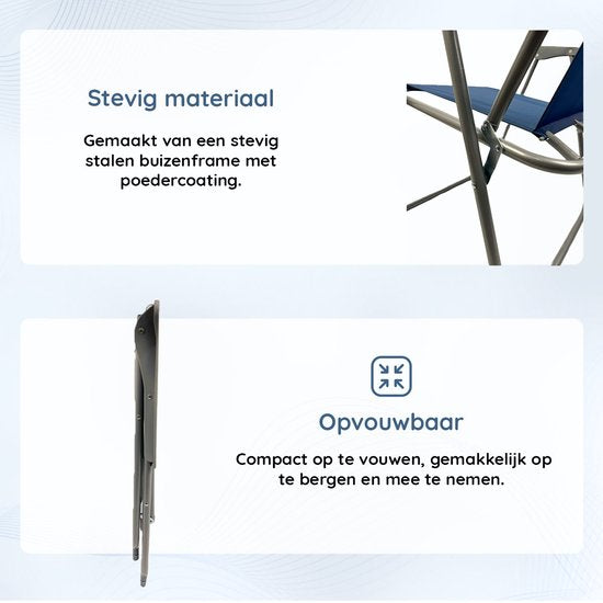 EASTWALL Opvouwbare Kampeerstoel - Campingstoel - Klapstoel - Visstoel - Blauw