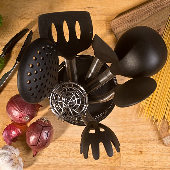 Chefarone Keukengerei Houder - Keukenhulp - Keukenhouder - Opberger - Bestekhouder - Zwart