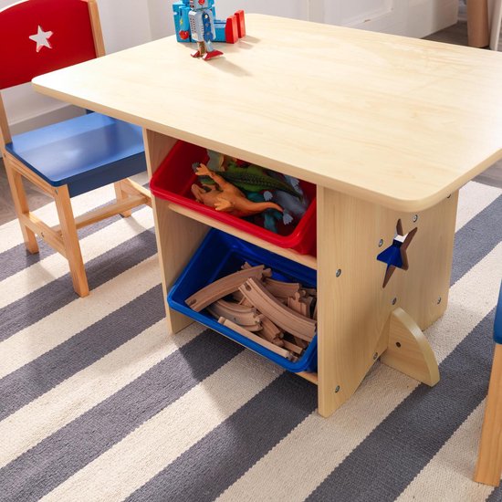 Nancy's KidKraft Star Tafel - Kinderbureau - Speeltafel voor Kinderen - Kindertafel - Blauw / Rood - Hout