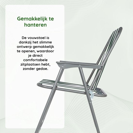 EASTWALL Campingstoel - Opvouwbare Klapstoel - Vouwstoel - Waterafstotende Hoes - Groen / Wit