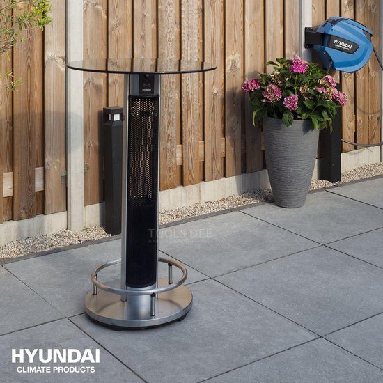 Hyundai Statafel met elektrische verwarming - Bartafel - Heater terrasverwarming - Infrarood verwarming - 1600W - Ø 70 x 110 cm