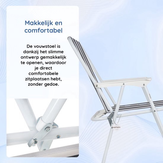 Nancy's Bathurst Campingstoel - Vouwstoel - Strandstoel - Opvouwbaar Wit/Blauw