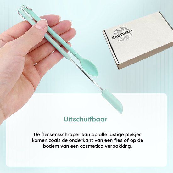 Spatty - Mini spatels - Uitschuifbare flessenschraper - Silicone pottenlikker - Set van 2 - Groen - Uitschuifbaar tot 250 mm