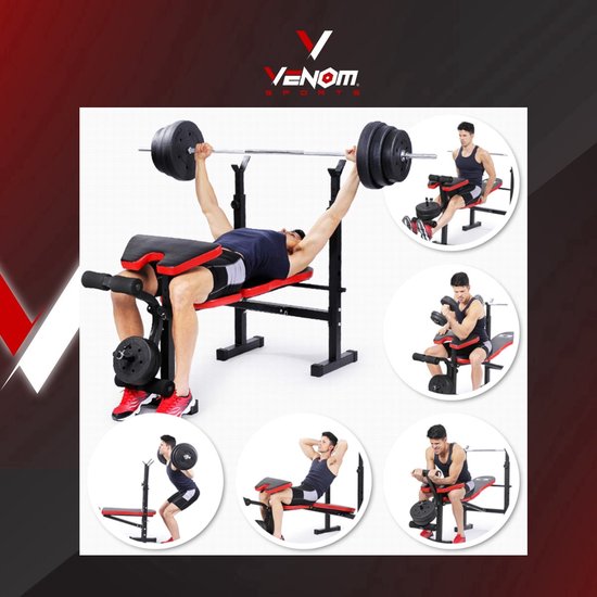 Nancy's Venom Sports Fitness Bench - Weight Bench - Power Station - Multifunctional - Collapsible - Adjustable