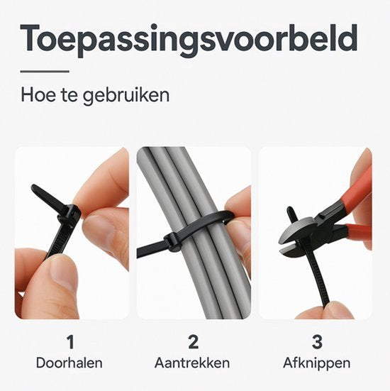 Eleganca Tie wraps - Kabelbinders - T rap - Tie rips - UV Bestendig - Draagkracht 22 kg - Wit - 100 Stuks - 4,8 x 380 mm