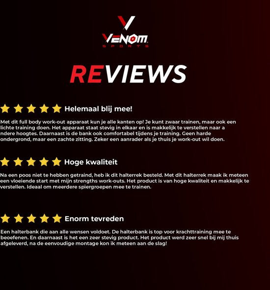 Nancy's Venom Sports Fitnessbank - Halterbank - Krachtstation - Multifunctioneel - Inklapbaar - Verstelbaar