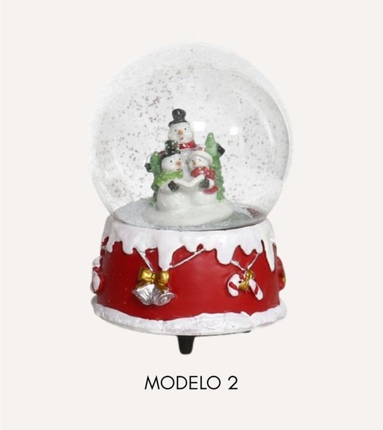 Nancy's Gxmax Muzikale Kerst Sneeuwbol Set van 2 Stuks - Kerstversiering - Kerstman - Sneeuwpop - Decoratieve sneeuwbollen - Kerstdecoratie - 15 cm hoog