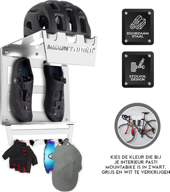 Mountabike WAVE Fiets muurbeugel Inclusief haken voor fiets accessoires Zilver