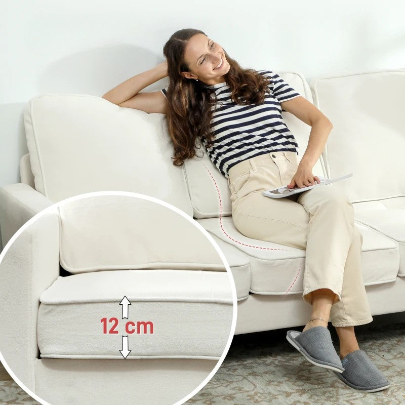 Nancy's Minozzo 3-Zitsbank - Driepersoonsbank - Bank 3 personen - Crèmewit - Fluweel - ± 185 x 80 x 80 cm