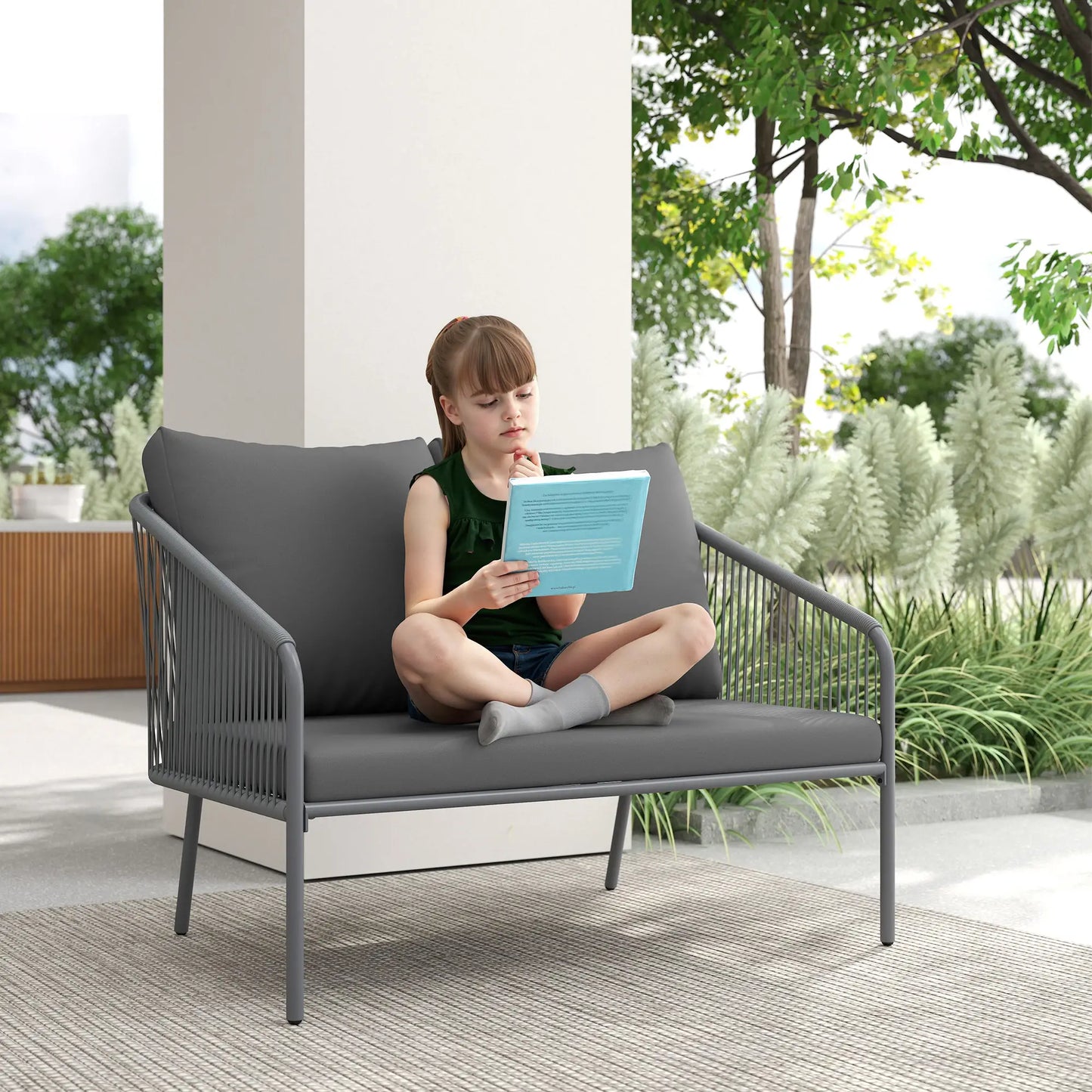Nancy's Gambatesa Loungebank - Tuinbank - Grijs - Rotan