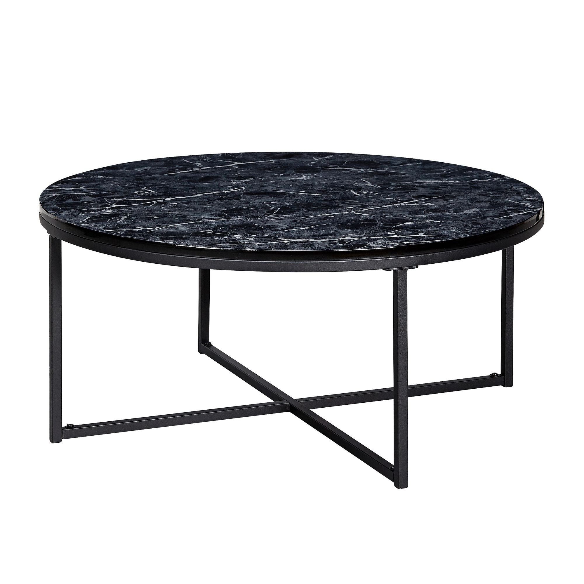 Nancy's Gebelim Coffee Table - Coffee Table - Black Marble Look - Steel - ± Ø 80 x 35 cm