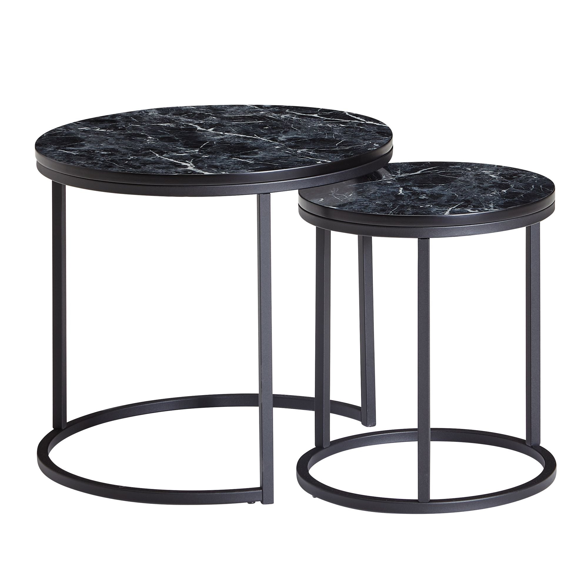 Nancy's Maringanca Coffee Table Set - Side Table Set - Coffee Table - Black Marble Look - Steel