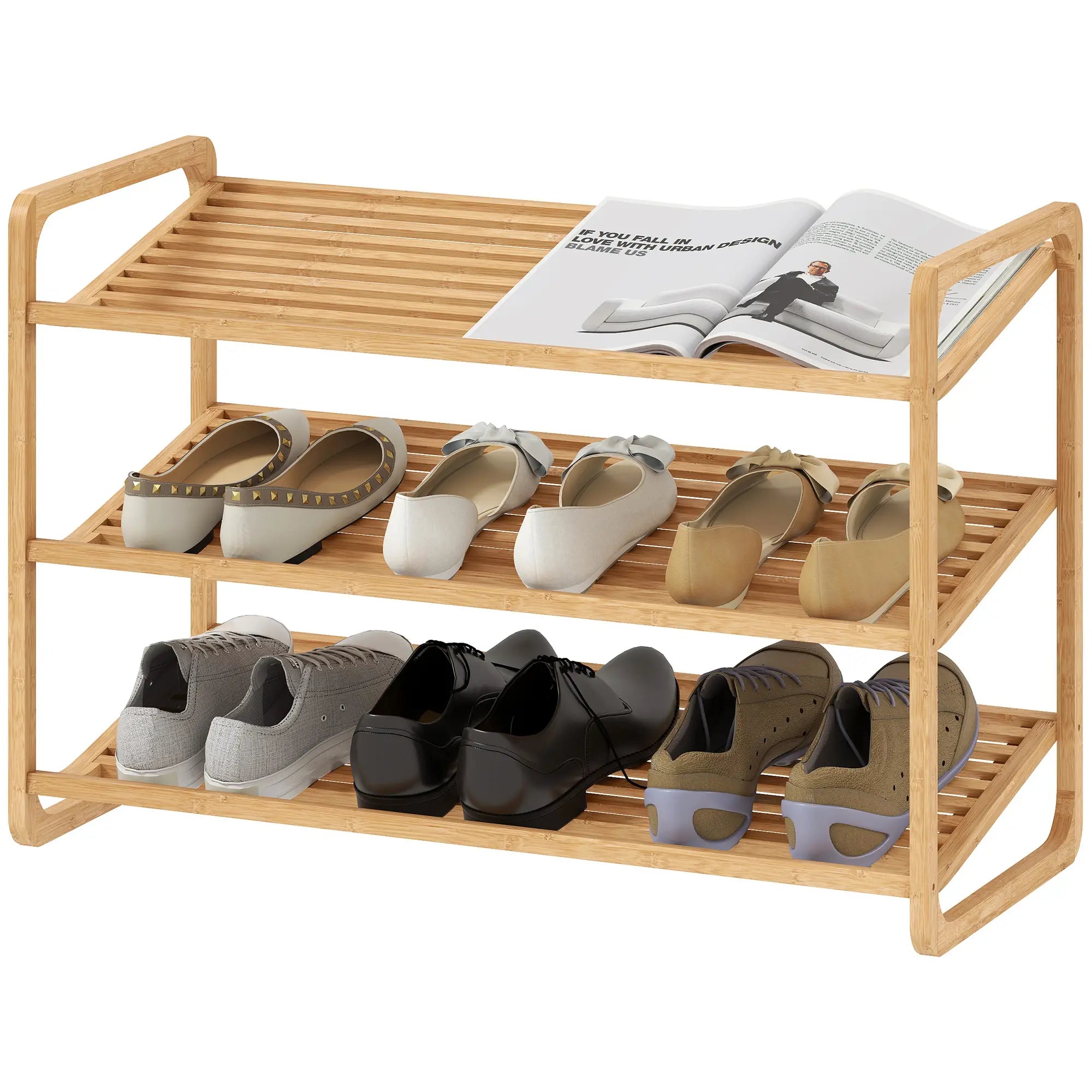Nancy's Malfa Schoenenrek - Opbergrek voor schoenen - Naturel hout - Bamboe - ± 75 x 35 x 50 cm