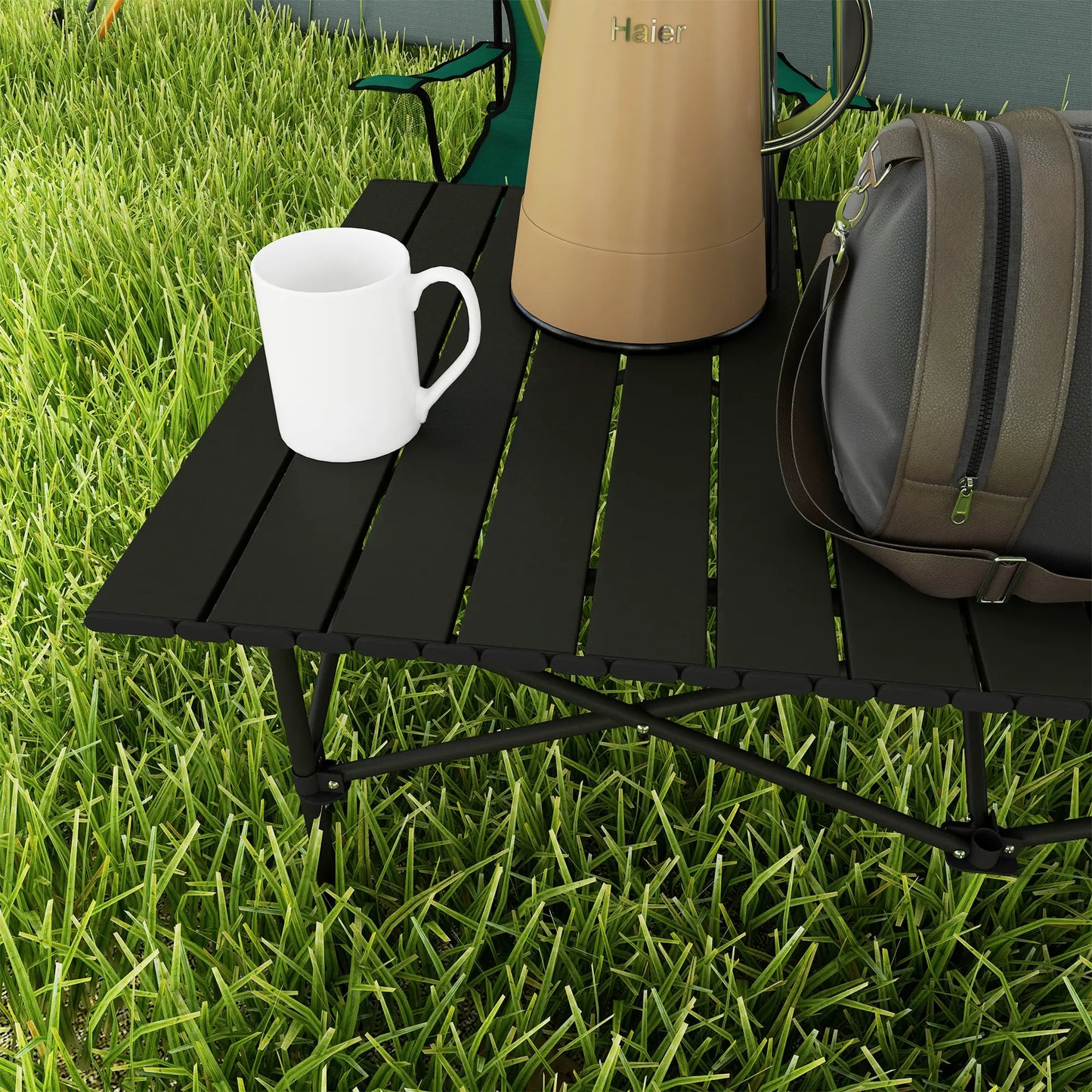 Nancy's Ghiffa Picknicktafel - Campingtafel - Opvouwbaar - Zwart - Aluminium - 95 x 55 x 50 cm