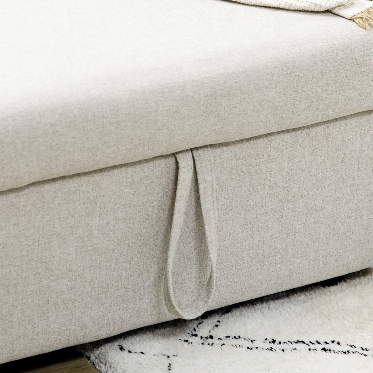 Nancy's Lezzeno Hoekbank - L-vormige Bank - Slaapbank - Crèmewit - Linnen - ± 225 x 140 x 88 cm