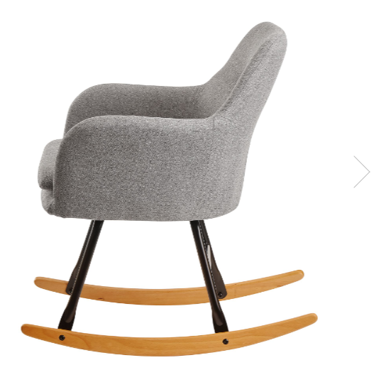 Nancy's Tyler Schommelstoel - Relaxstoel - Fauteuil - Relax Fauteuil - Schommelfunctie - Stof - Ijzer - Hevea Massief Hout - Lichtgrijs