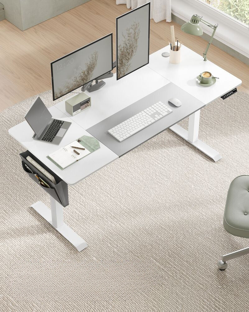 Nancy's Assago Verstelbaar Bureau - Zit/Sta Bureau - Elektrisch Bureau - Wit / Grijs - 70 x 160 x 72-120 cm