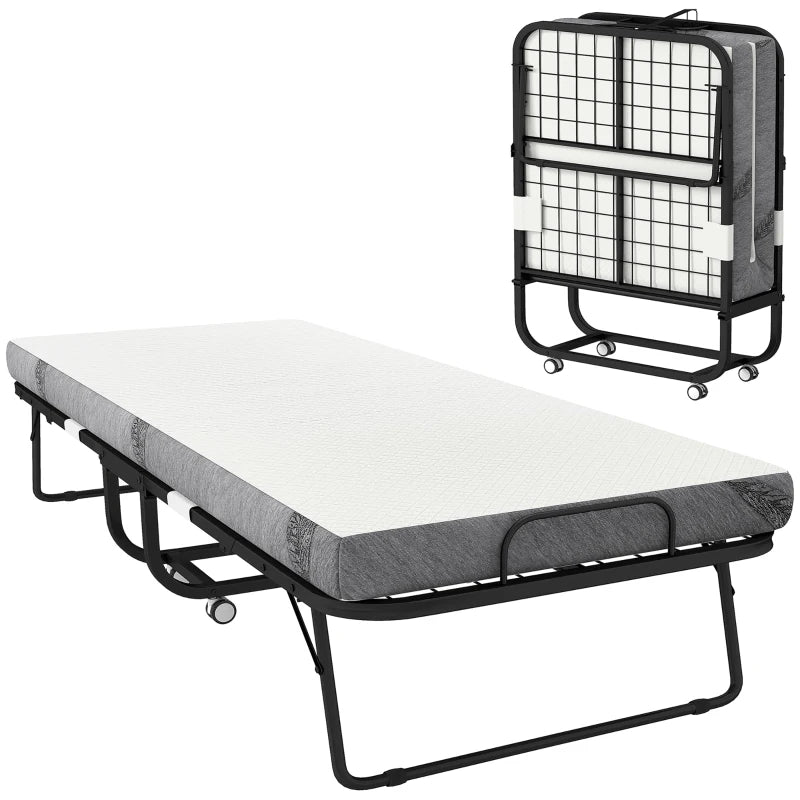 Nancy's Mirandola Logeerbed - Opklapbed - Vouwbed - Reisbed - Wit / Zwart
