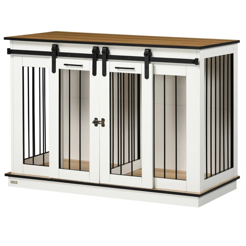 Nancy's Collagna Hondenhok - Hondenbench - Honden Verblijf - Wit - ± 120 x 60 x 90 cm