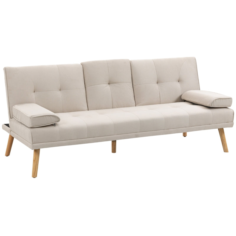 Nancy's Bellevue Slaapbank - 3-Zitsbank - Bank Met Bekerhouder - Beige - ± 180 x 75 x 80 cm