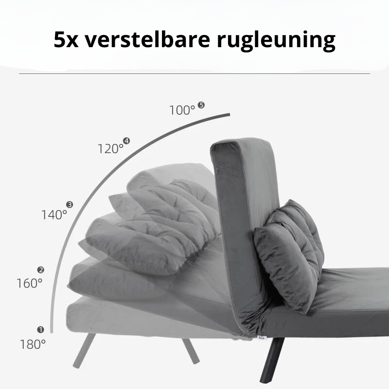 Nancy's Jarrow 2-zits zitbank - Slaapbank - Logeerbed - Grijs