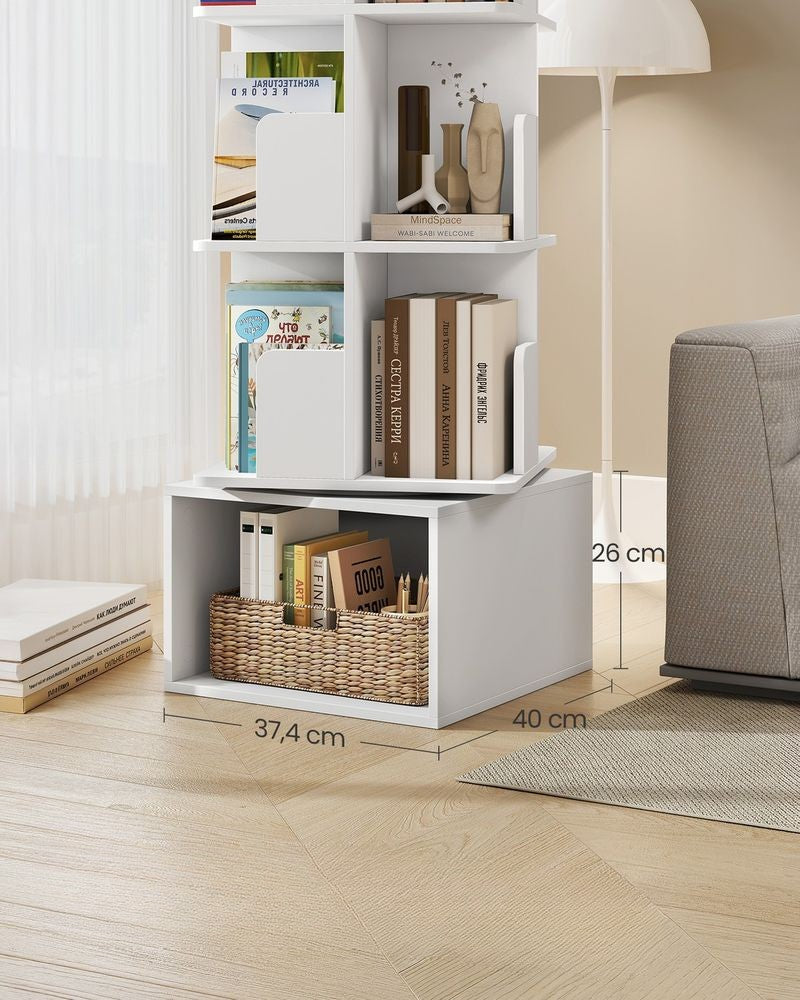 Nancy's Poviglio Boekenkast - Opbergkast - Opbergrek - 360° Draaibaar - Wit - ± 40 x 40 x 125 cm