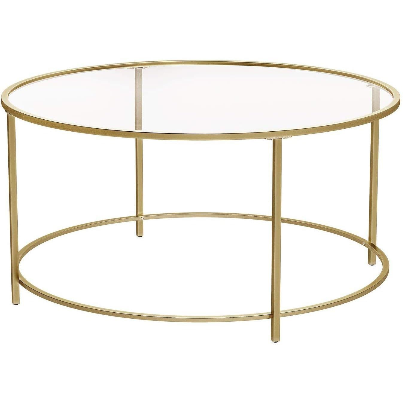Nancy's Brighton Park Coffee Table - Round Glass Table - Side Table - Gold - ± Ø 85 x 45 cm