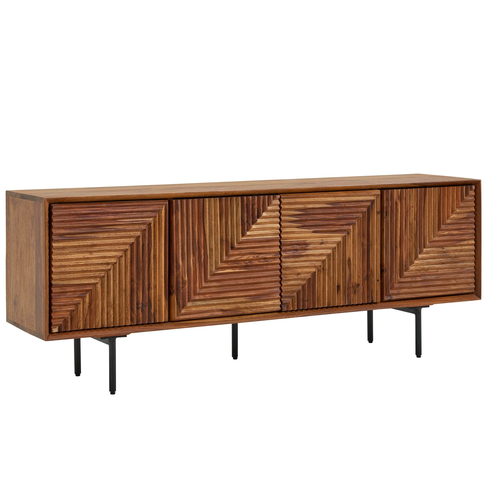 Nancy's Pinheiros TV Furniture - TV Cabinet - Lowboard - Brown / Black - Mango wood / Steel - ± 140 x 30 x 55 cm