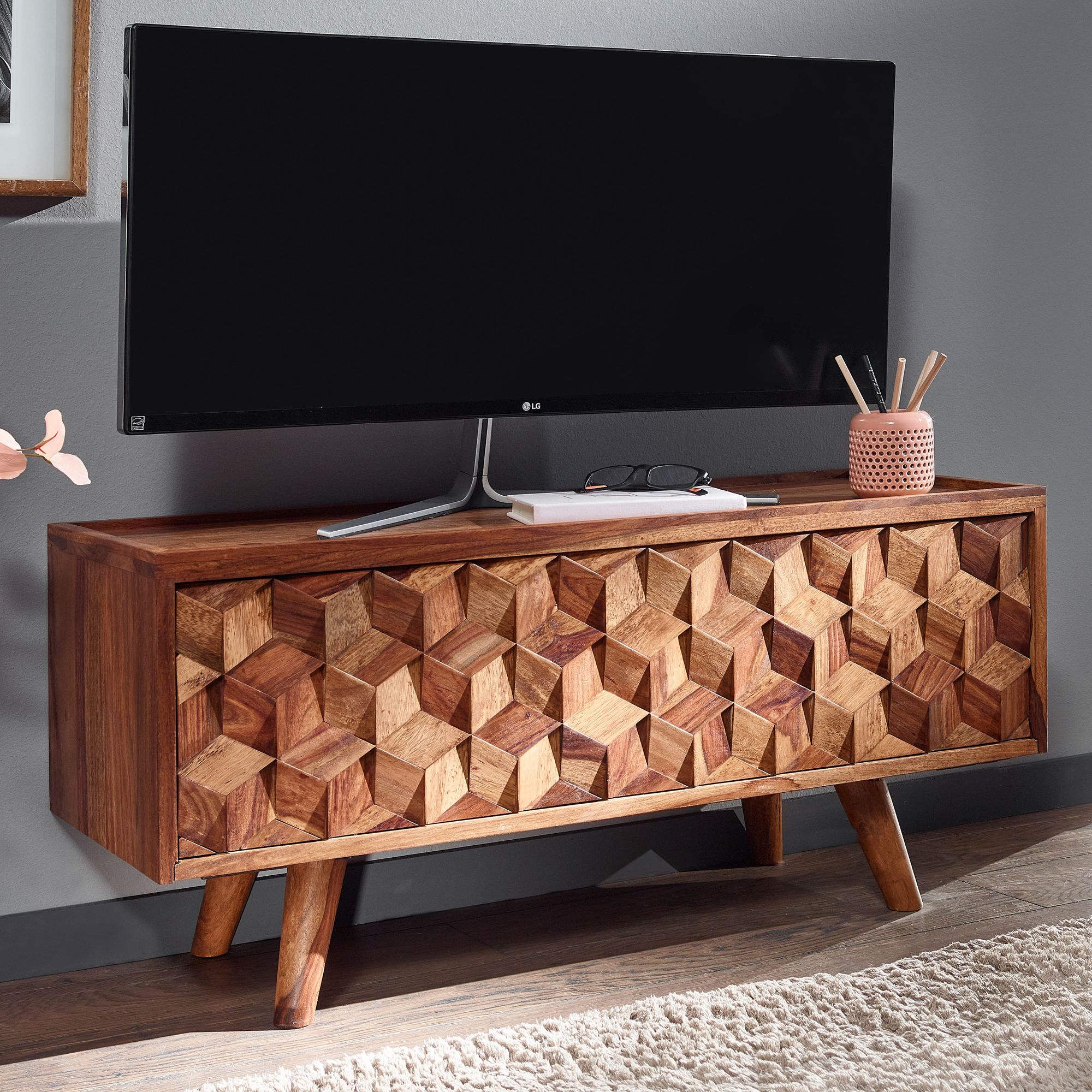 Nancy's Podame TV Furniture - TV Cabinet - Lowboard - Sheesham Wood - ± 90 x 35 x 45 cm