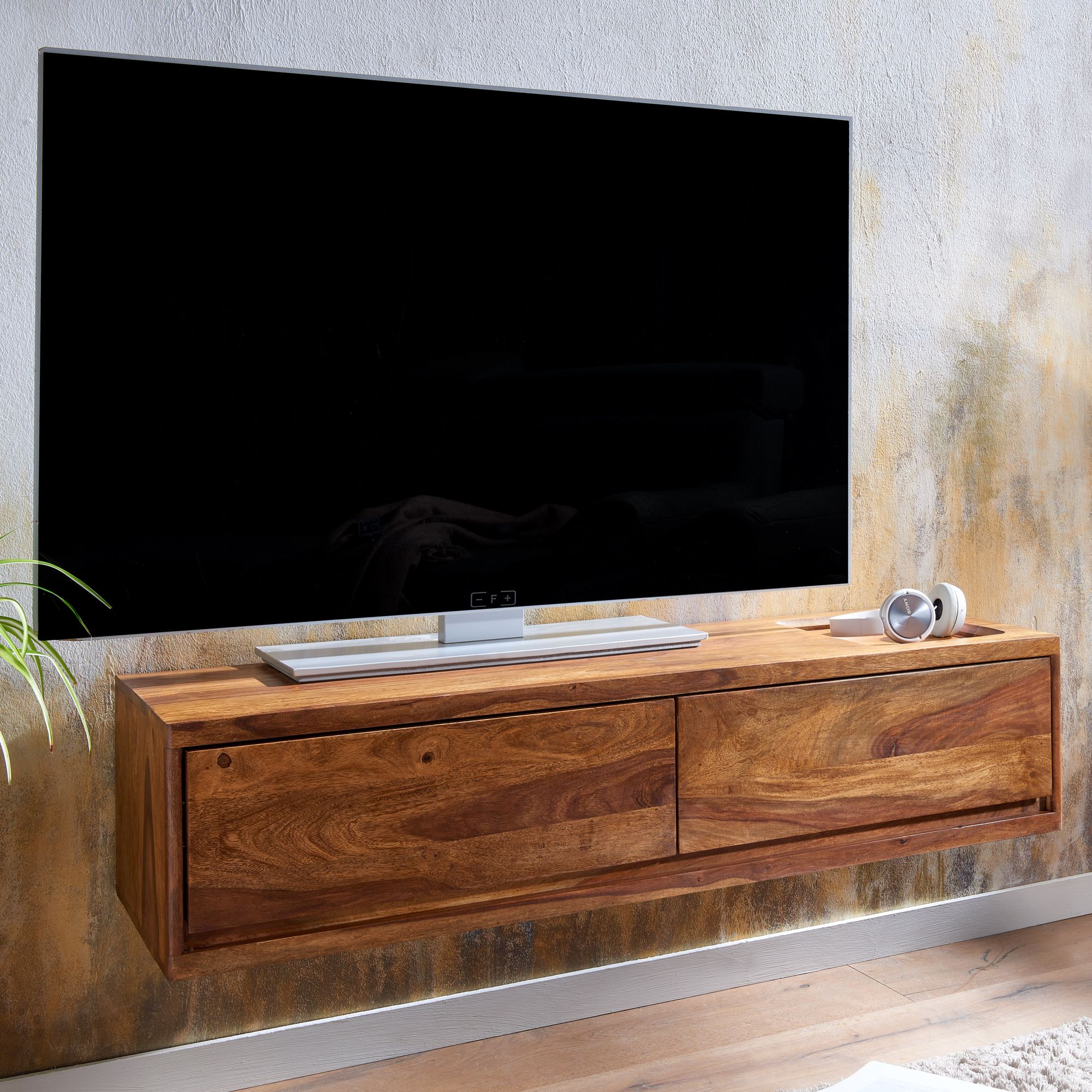 Meuble TV Nancy's Moncao - Meuble TV - Lowboard - Bois de Sheesham - ± 110 x 35 x 25 cm