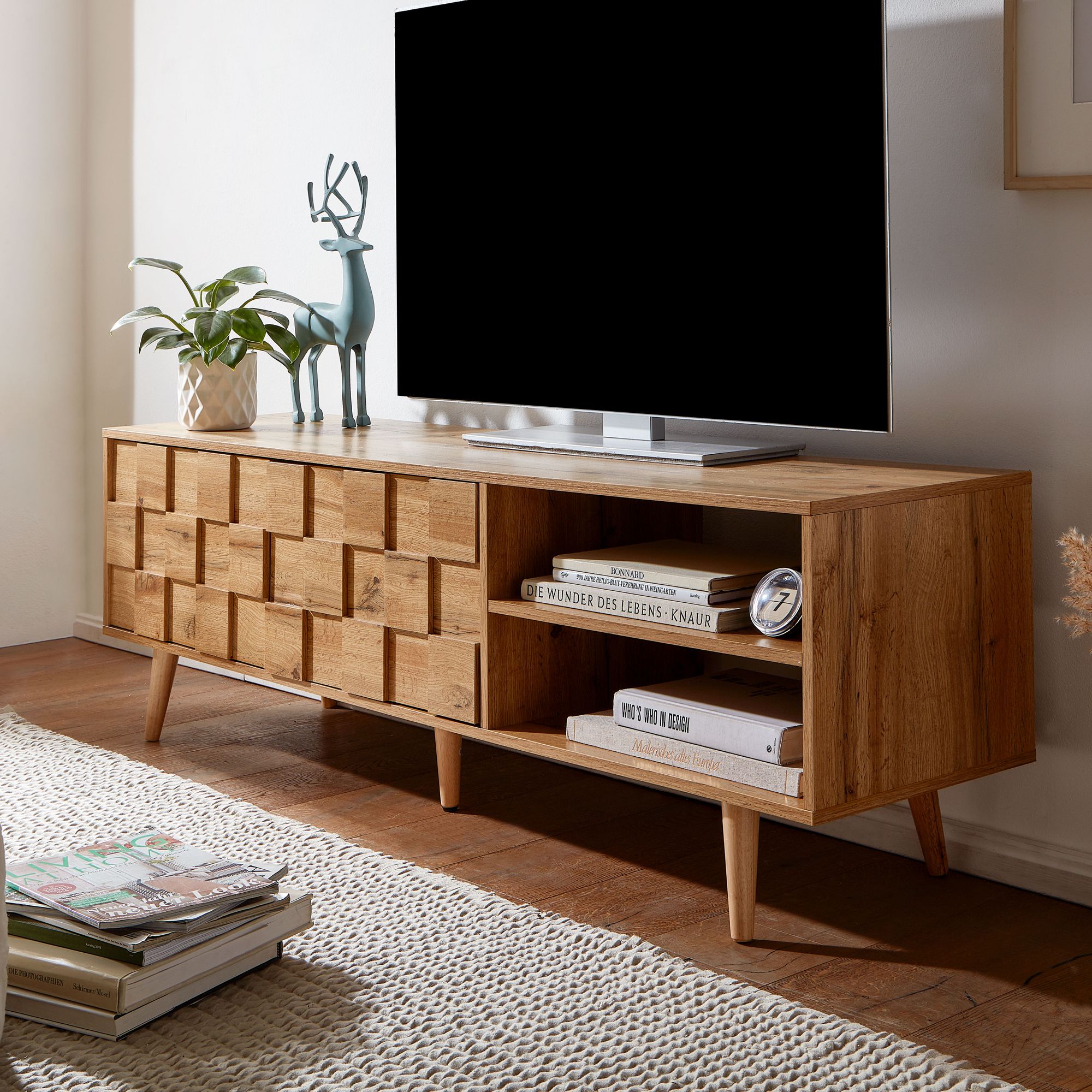 Nancy's Moreira TV Cabinet - TV Furniture - Lowboard - Oak look - ± 160 x 40 x 50 cm
